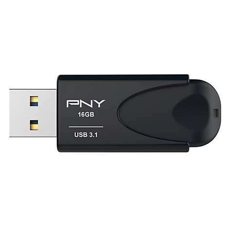 Schwarzer USB-Stick von PNY, mit 16GB Speicher, USB 3.1.