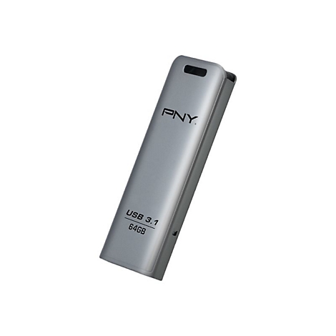 ClÃ© USB argentÃ©e avec le logo PNY. Il est Ã©crit USB 3.1 et 64 Go.
