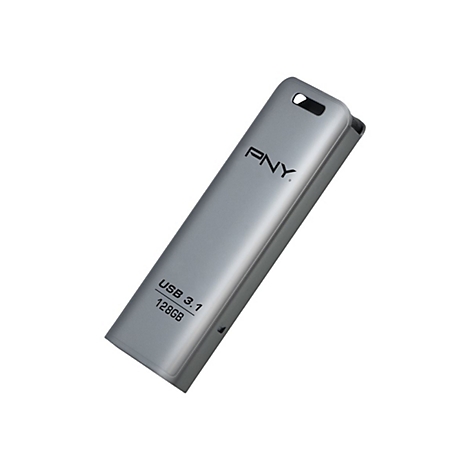 Silberner USB-Stick von PNY, 128GB. Aufdruck: USB 3.1.