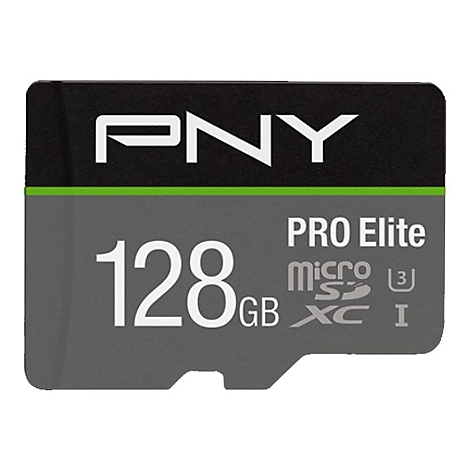Carte microSDXC PNY Pro Elite avec 128 Go de capacitÃ© de stockage.