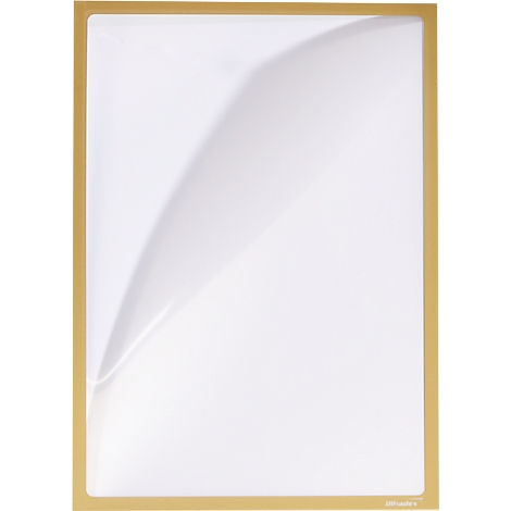 Feuille blanche dans un cadre doré, coin plié vers le haut.