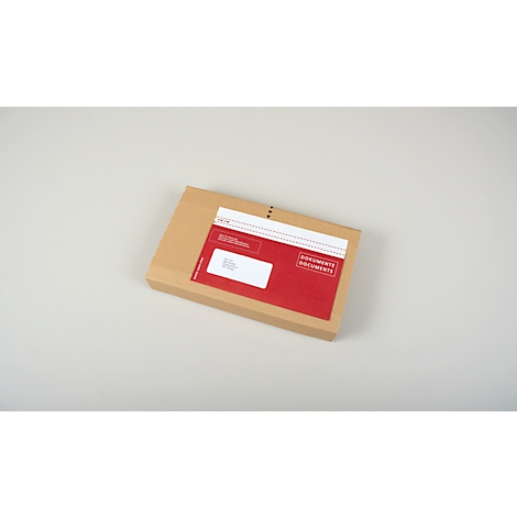 Pochettes pour bons de livraison Elco Quick Vitro, DIN long /C5/6), fenêtre à gauche, avec impression, adhésif, papier kraft, rouge, 250 pièces