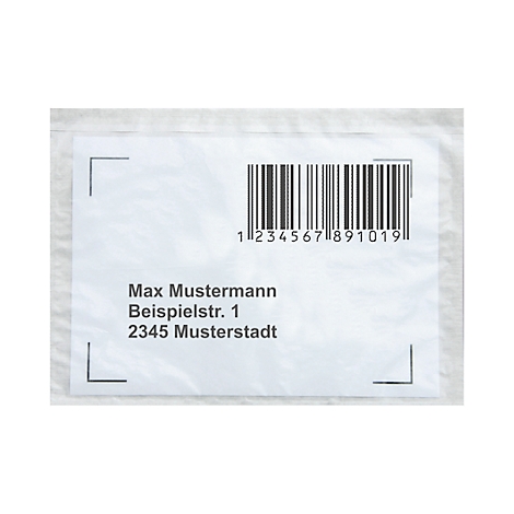 Pochettes DIN Long Pour Bons De Livraison - Reißfest, Choix De Quantités (100 à 6000), Rouge Ou Transparent