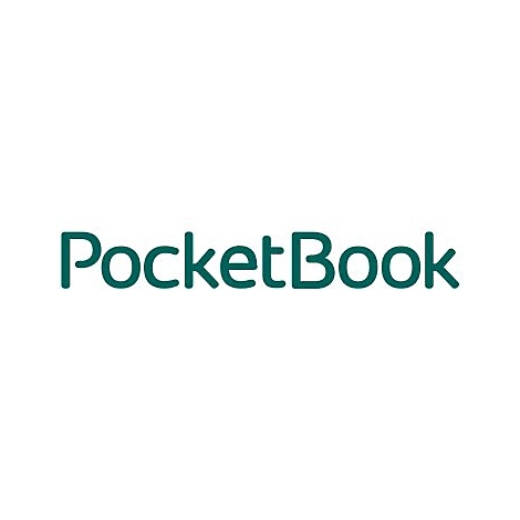 Dunkelgrüner PocketBook-Schriftzug in serifenloser Schrift vor weißem Hintergrund.