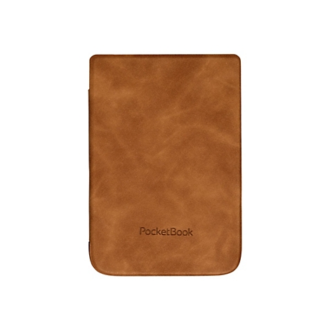 Braune Schutzhülle für einen E-Reader mit PocketBook-Prägung auf der Vorderseite.