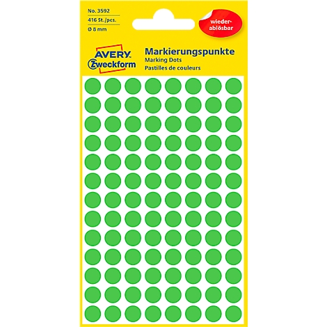 Points de marquage ronds verts sur fond jaune. En haut à droite : 'removable'.