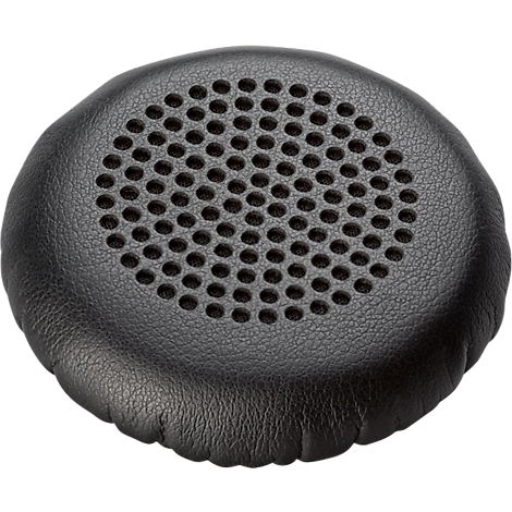 Black headphone ear cushion with perforated speaker.