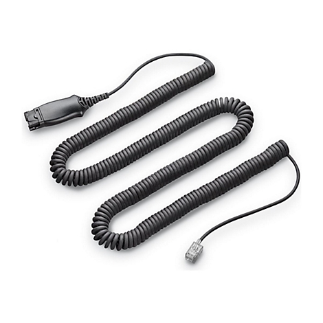 Ein schwarzes Spiralkabel mit zwei Steckern liegt auf weißem Hintergrund.