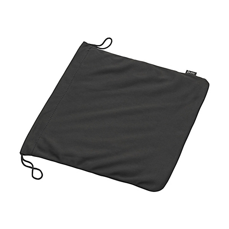 Sac à cordon gris foncé avec écusson logo, sur fond blanc.