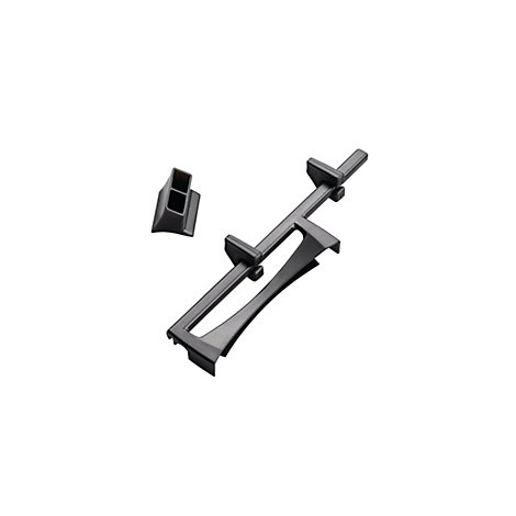 Grauer Kunststoff-Innenausstattung, zwei Teile: ein längliches Element und ein kleineres Teil.