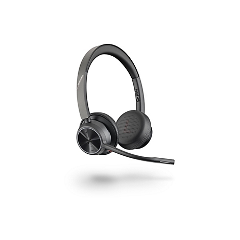 Drahtloses Headset auf weißem Hintergrund. Schwarz und anthrazit, mit Bügel, Ohrmuscheln, Mikrofon und Markenschriftzug.
