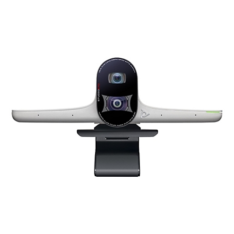 Webcam Studio E70, schwarz und weiß, mit 2 Linsen, Logo.