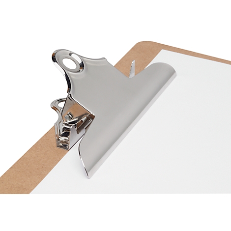 Porte-bloc MAULclassic, avec clip look rétro, format A4, largeur de pince 15 ou 25 mm, bois à fibres dures, adapté pour être accroché