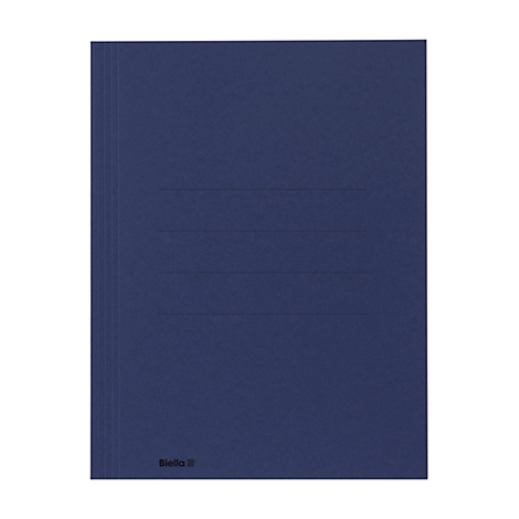 Classeur bleu avec trois lignes horizontales. En bas, on peut lire 'biella'.