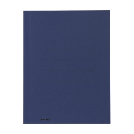 Classeur bleu sur fond blanc. Le classeur est fermé, avec des plis verticaux légèrement visibles.