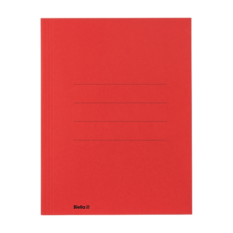 Chemise rouge, avec trois lignes pour l'étiquetage et le logo.