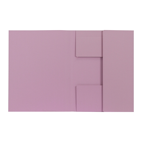 Dossier de documents ouvert, violet clair, avec deux pochettes. Sur fond blanc.