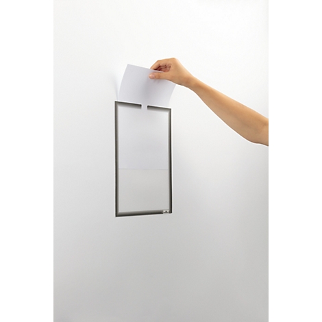 Porte-documents Durable, format A4 vertical et horizontal, autocollant grâce à 3 bandes adhésives au dos, aide à l'insertion, gris anthracite, PP, 5 pièces