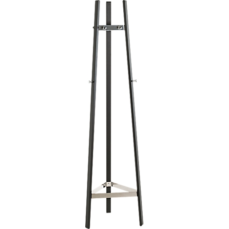 Chevalet en métal noir. Conception en trépied avec support réglable pour la toile.