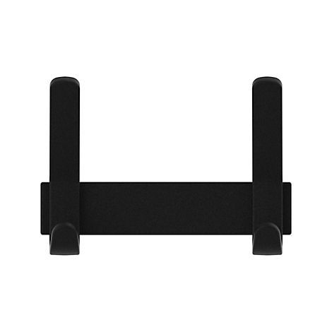 Patère murale noire avec deux barres verticales et deux crochets.