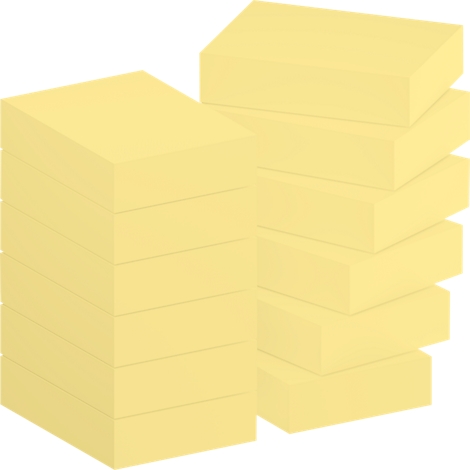Two stacks of yellow sticky notes on a white background.