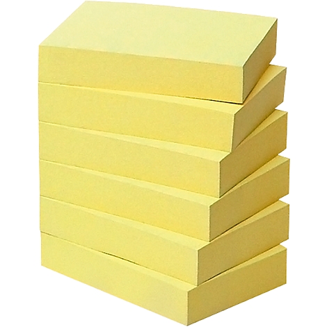 A stack of yellow sticky notes set at an angle.