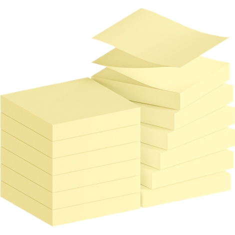Plusieurs blocs-notes adhésifs jaunes, quelques feuilles sont soulevées.
