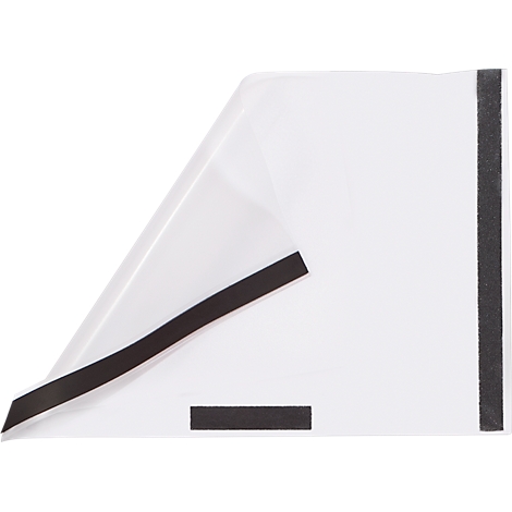 White sheet with black velcro closures, partially rolled up.