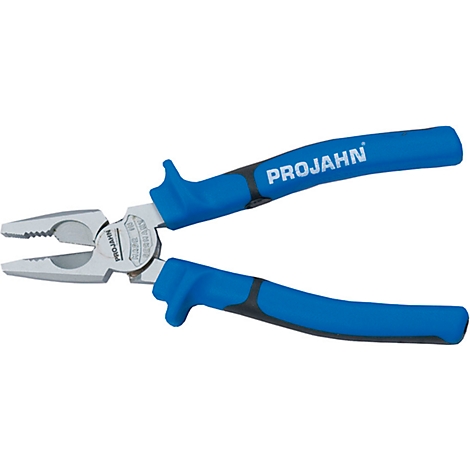 Blue PROJAHN pliers, with silver gripping jaws. PROJAHN is written on the handles.