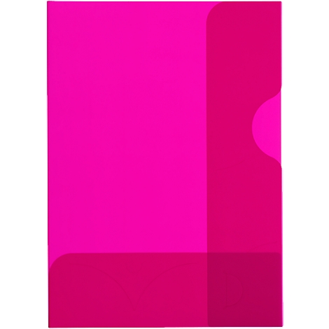 Rechteckige, pinkfarbene Form, die durch überlappende, dunklere Pinktöne unterteilt ist.