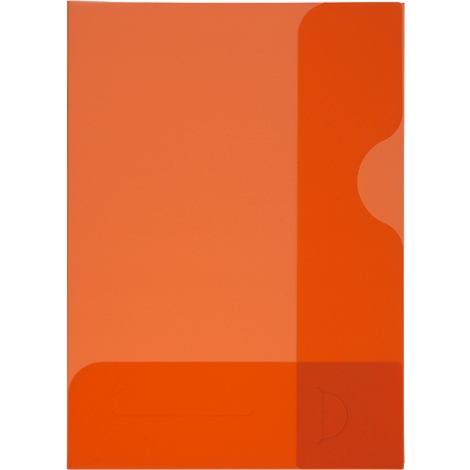 Orangene Eckform mit abgerundeten Kanten und einer Aussparung.