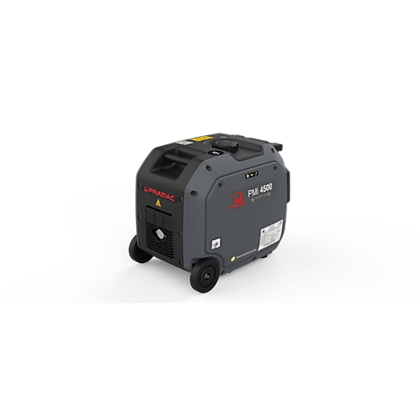 Mobiler Inverter-Stromerzeuger Pramac PM 4500 in dunkelgrau auf weißem Hintergrund.