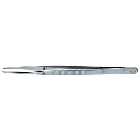 Steriele metalen pincet, in detail bekeken.