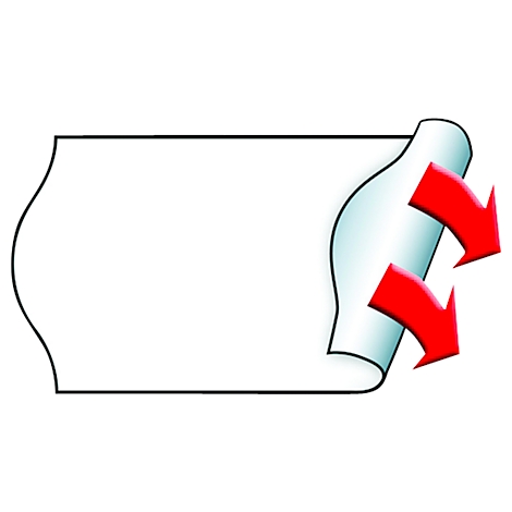 Blatt Papier, Ecke eingerollt, rote Pfeile deuten Richtungswechsel an.