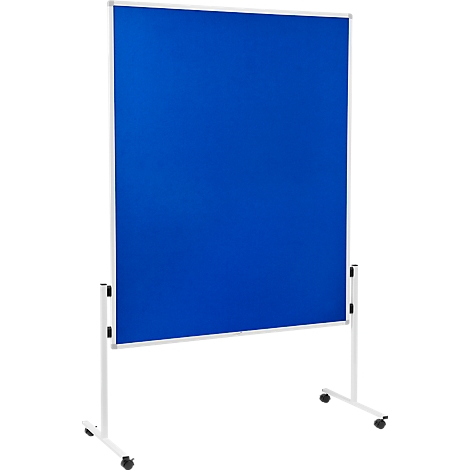 Blue rolling whiteboard with white frame. It stands against a neutral background.
