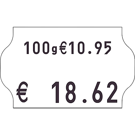 Prijsticket met informatie: 100g €10,95, daaronder €18,62.