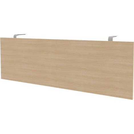 A rectangular wooden board in light brown with two metal hooks at the top.