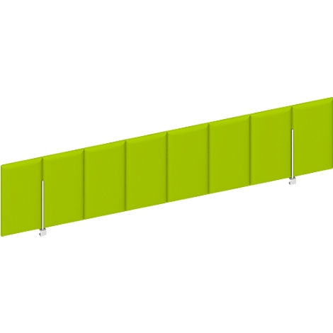Green, rectangular partition, standing vertically, with two metal feet.