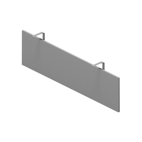 Grijs metalen paneel met twee metalen hangers.