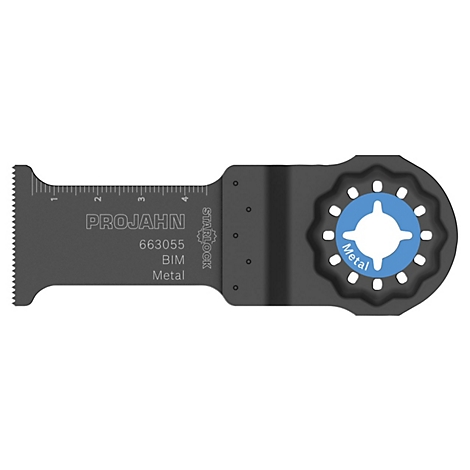 Metalen zaagblad met PROJAHN-logo, maateenheden en “Metal”.