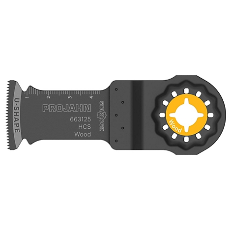 Lame de scie pour le bois, grise avec des accents jaunes et des inscriptions.