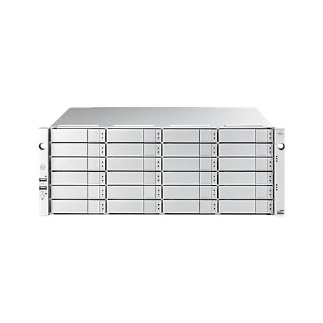 Ein silberner Server-Rack, der mehrere Laufwerkschächte enthält.