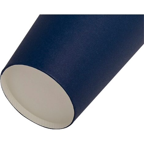 Gros plan d'un gobelet en carton bleu avec l'intérieur blanc.