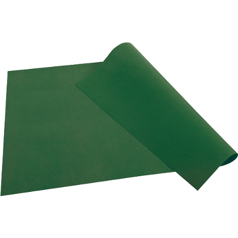 Groen vel, gedeeltelijk opgerold, met een licht geribbeld oppervlak.