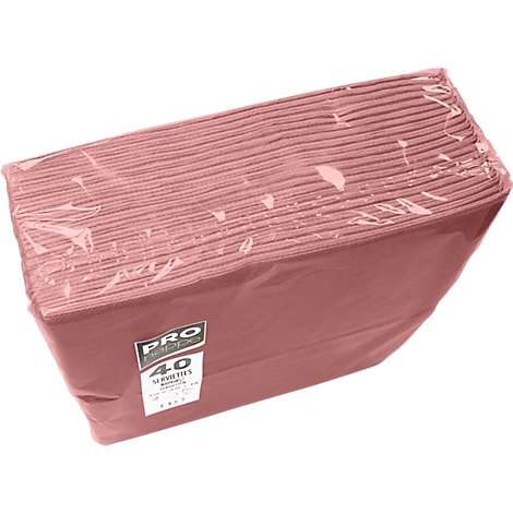 Ein Paket mit 40 Servietten in Rosé, eingeschweisst in transparentem Kunststoff.