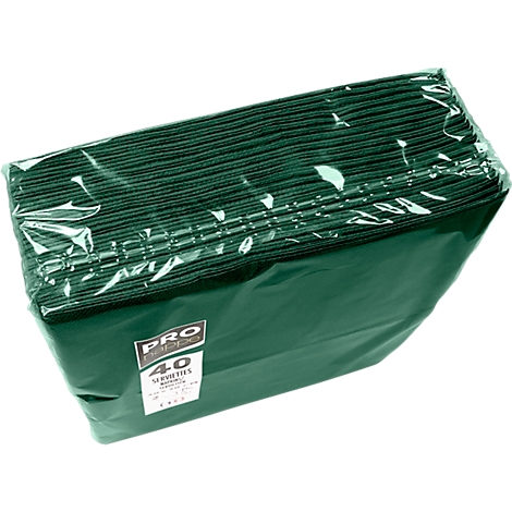 Ein Paket grüner Servietten in durchsichtiger Plastikfolie verpackt.