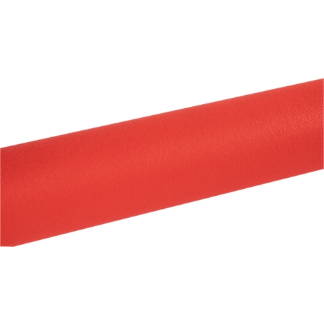 Rood, cilindrisch object, diagonaal in beeld. Oppervlak licht getextureerd.