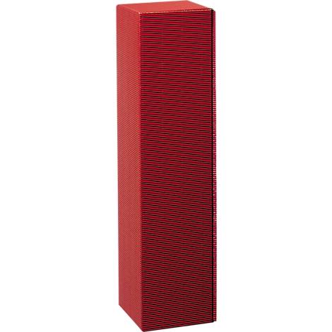 Red, oblong box with a ridged surface.