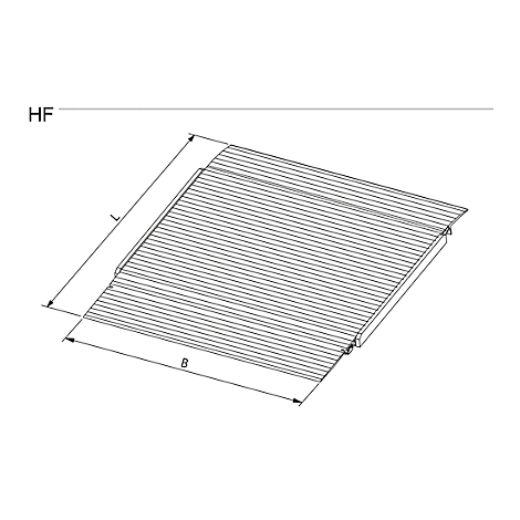 Boceto en perspectiva de una superficie acanalada con dimensiones.