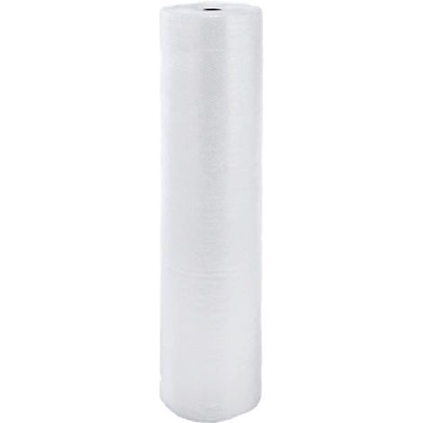 A roll of transparent packaging material, presumably bubble wrap. Vertical shot.